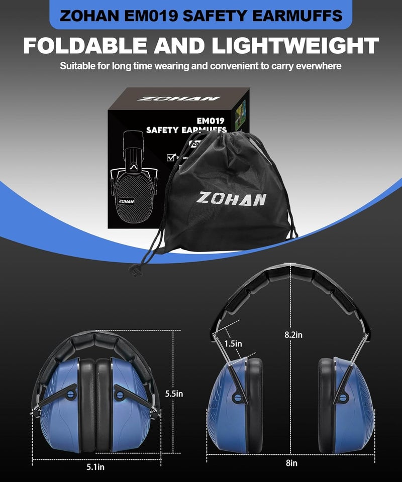 Zohan 019 Safety Earmuffs for Noise Reduction 2Pack - NRR 28dB Hearing Protection Ear Muffs for Working, Shooting, Mowing, Autism, Construction - Image 3